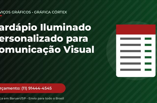 Cardápio Iluminado Personalizado para Comunicação Visual